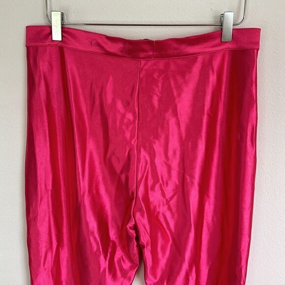 Urban Outfitters Hot Pink Disco Pants Exposed Zippers Shiny Size XL - Picture 8 of 11